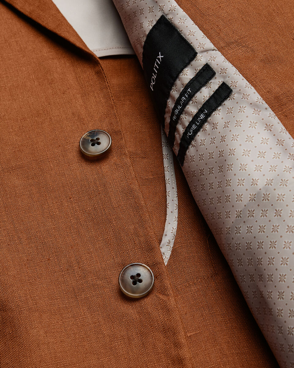 Soft Tailored Linen Jacket, Rust, hi-res